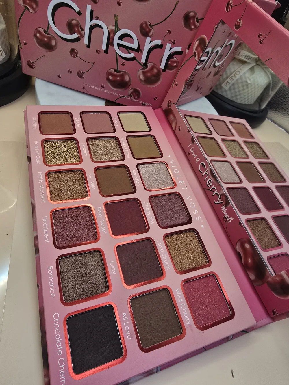 Violet Voss Cherry Eyeshadow Palette - Pink, Red, Gold, Brown